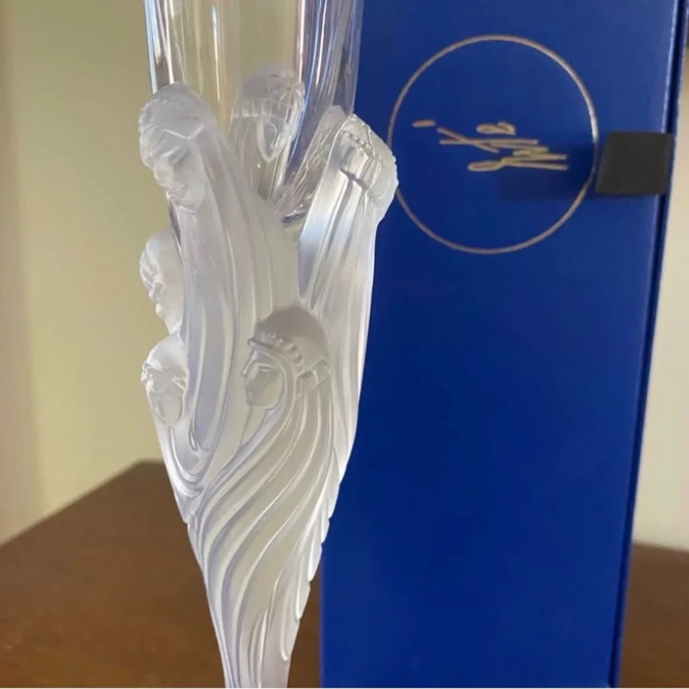 Erté Majestique Art Deco Crystal Champagne Flute French Figural Signed Box
